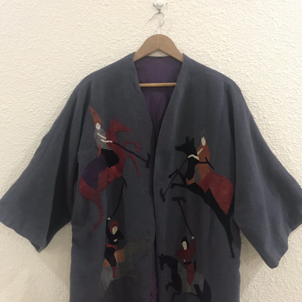 Handmade × Japanese Brand ✨Kimono/Jacket Wool Leather Logo Nice Design Size US L / EU 52-54 / 3 - 3 Thumbnail