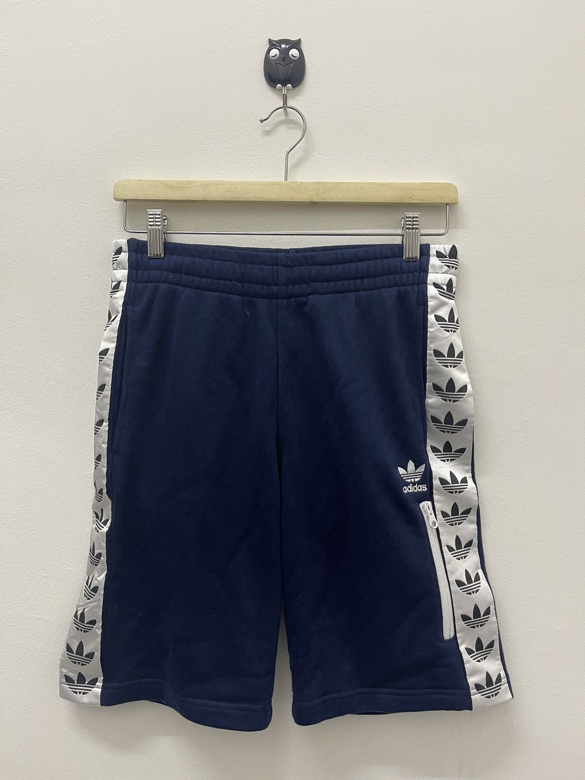 image of Adidas Side Taped Trefoil in Blue Black, Men's (Size 30)