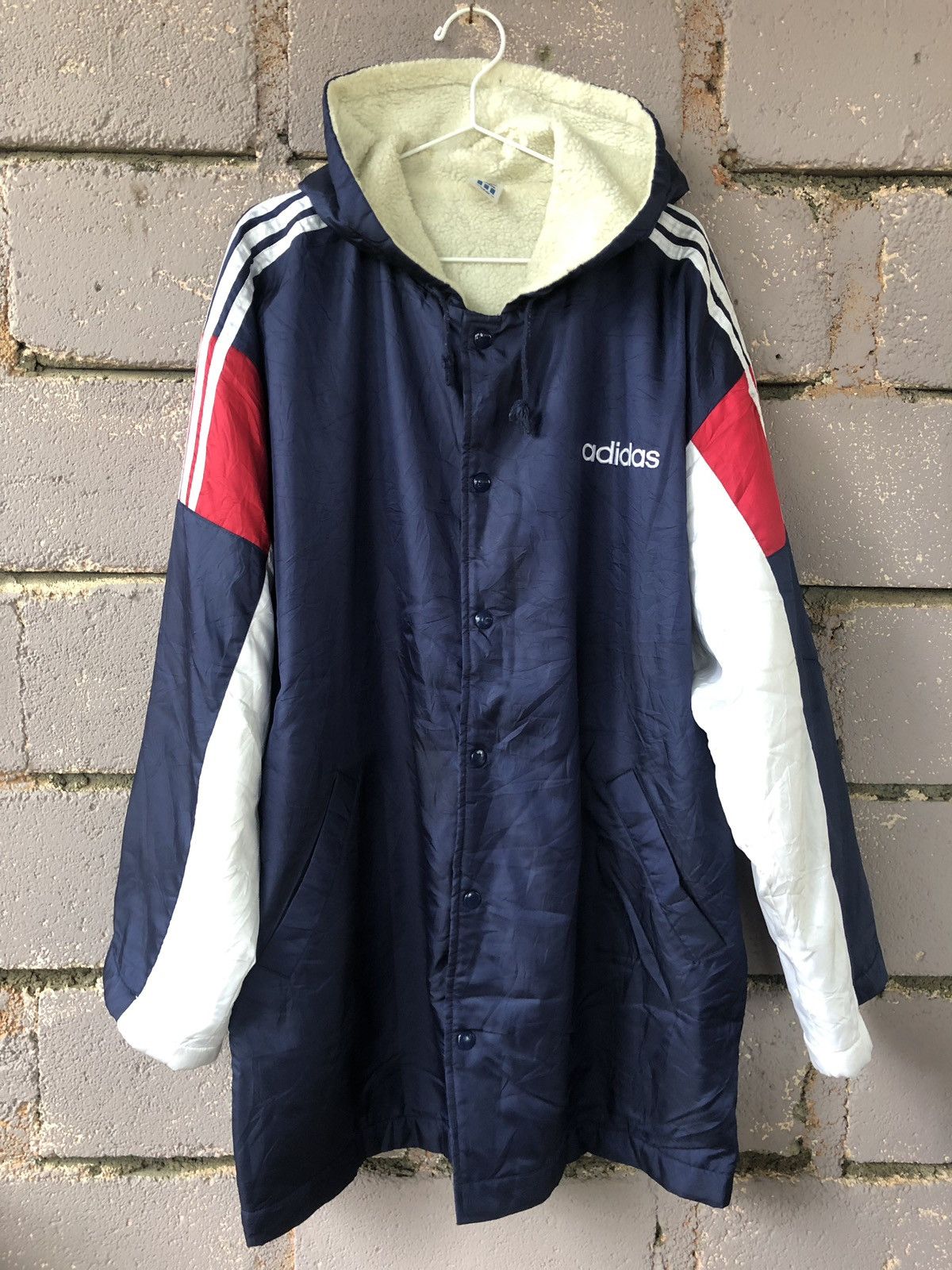 Adidas Rare 90s Vintage Adidas Hooded Sherpa Sweater Heavy Jacket Size US L / EU 52-54 / 3 - 2 Thumbnail
