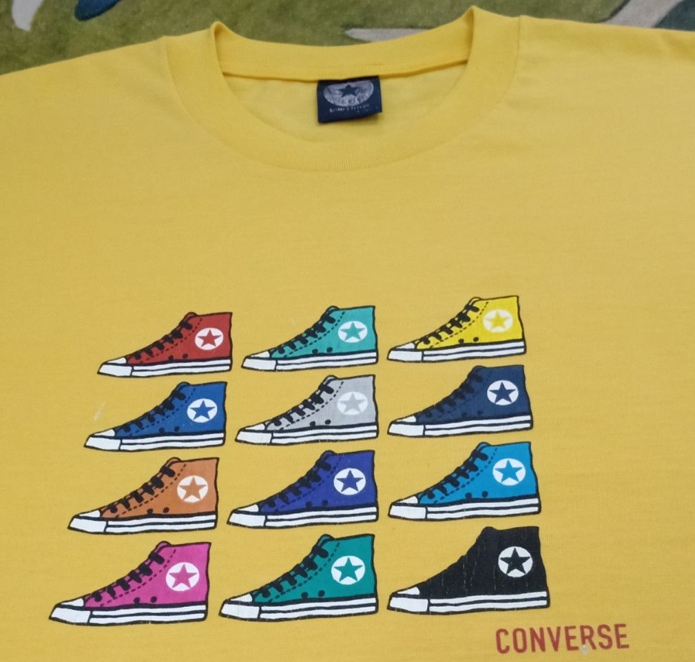 Converse × Vintage Vintage 90s Converse Yellow T-shirt Size US L / EU 52-54 / 3 - 5 Thumbnail