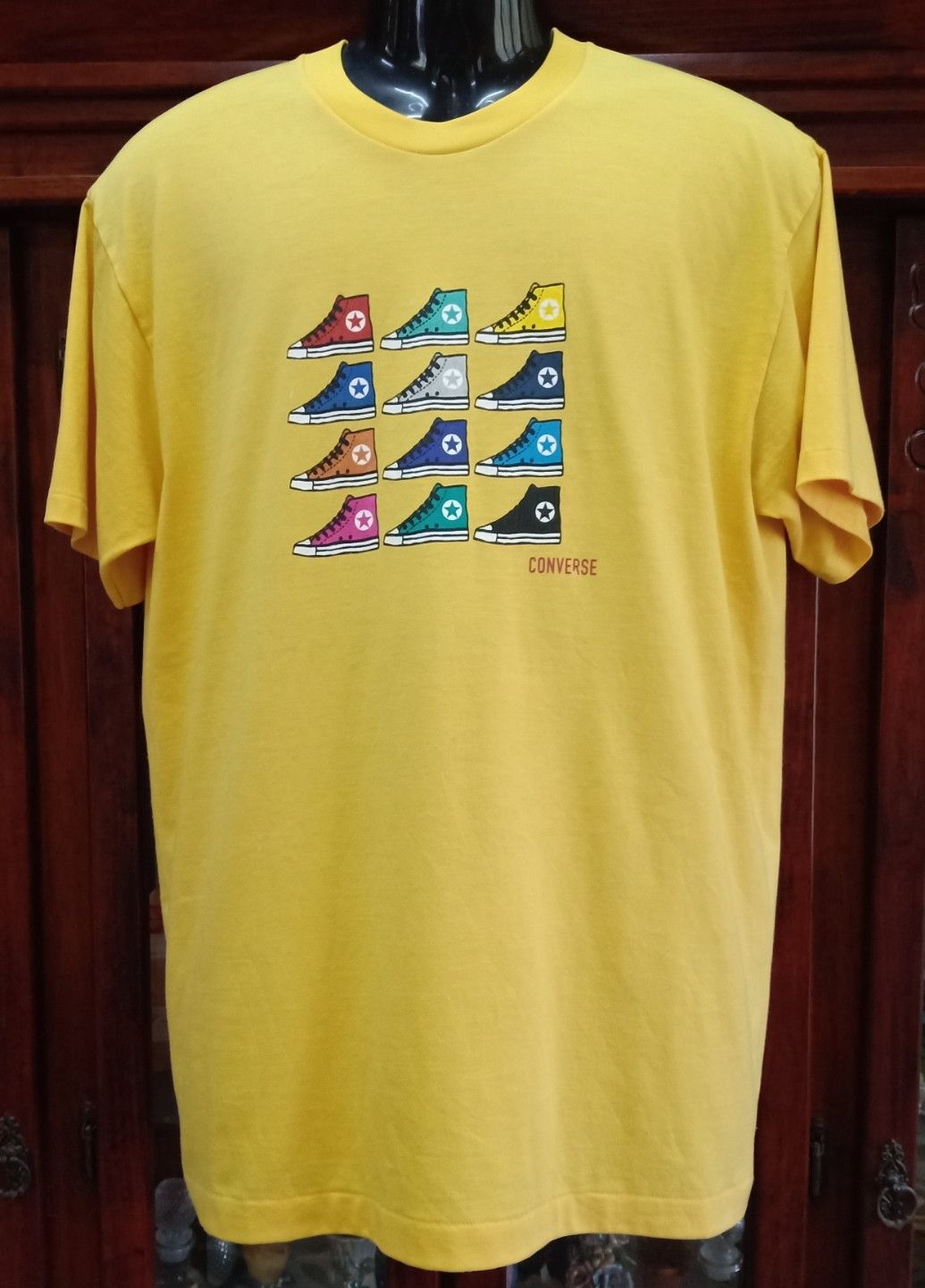 Converse × Vintage Vintage 90s Converse Yellow T-shirt Size US L / EU 52-54 / 3 - 1 Thumbnail