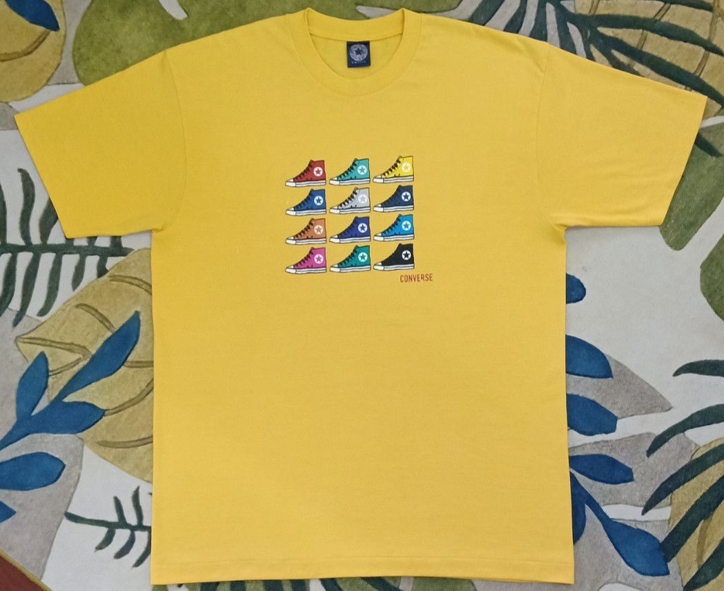 Converse × Vintage Vintage 90s Converse Yellow T-shirt Size US L / EU 52-54 / 3 - 3 Thumbnail