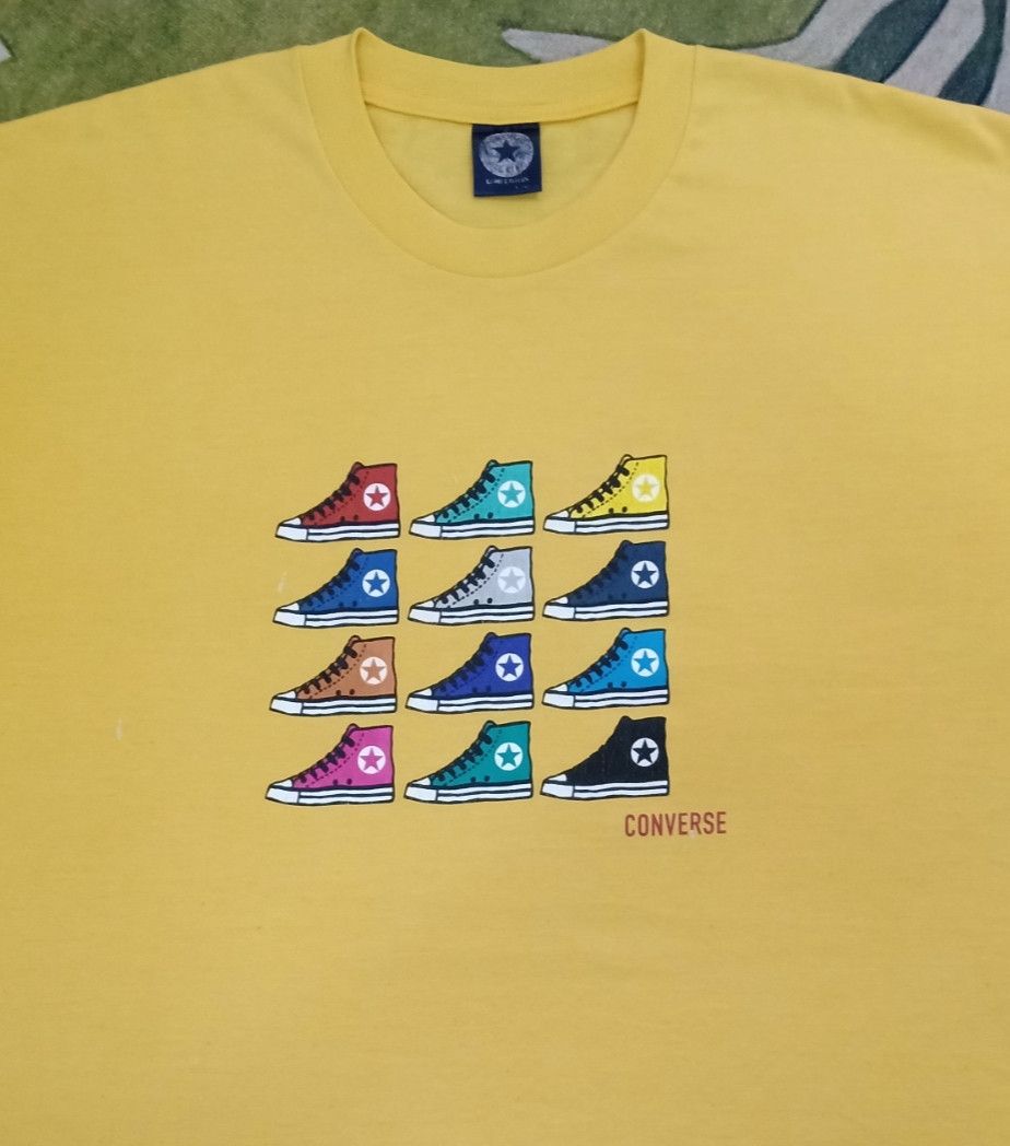 Converse × Vintage Vintage 90s Converse Yellow T-shirt Size US L / EU 52-54 / 3 - 4 Thumbnail