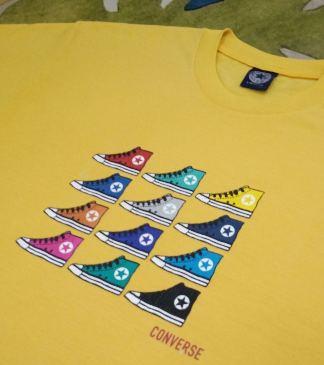 Converse × Vintage Vintage 90s Converse Yellow T-shirt Size US L / EU 52-54 / 3 - 7 Thumbnail