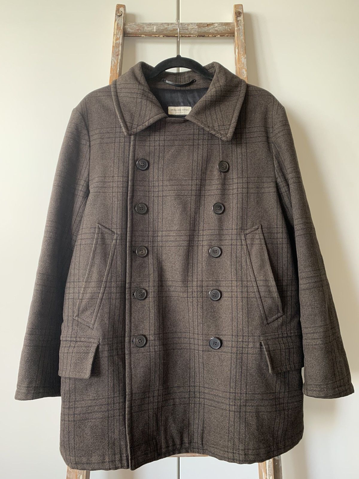 Dries Van Noten DRIES VAN NOTEN DOUBLE BREASTED PLAID PEA COAT Size US XL / EU 56 / 4 - 2 Thumbnail