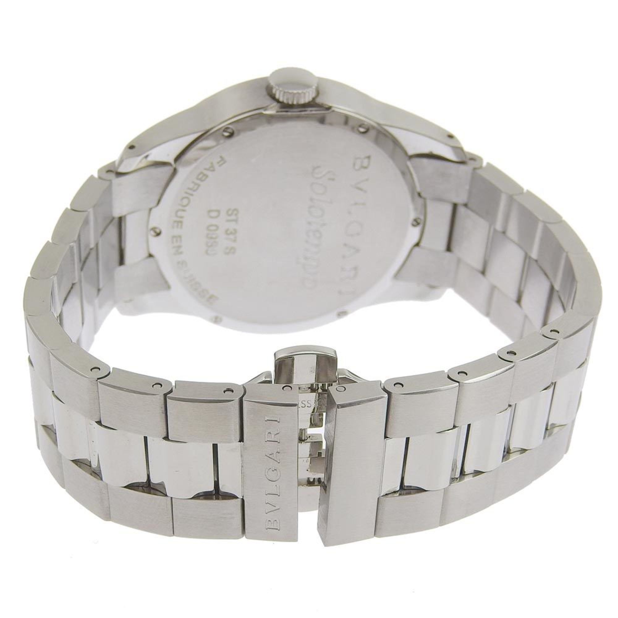 Bvlgari Solotempo ST37S Stainless Steel Silver Quartz Analog Display Men's Black Dial Watch