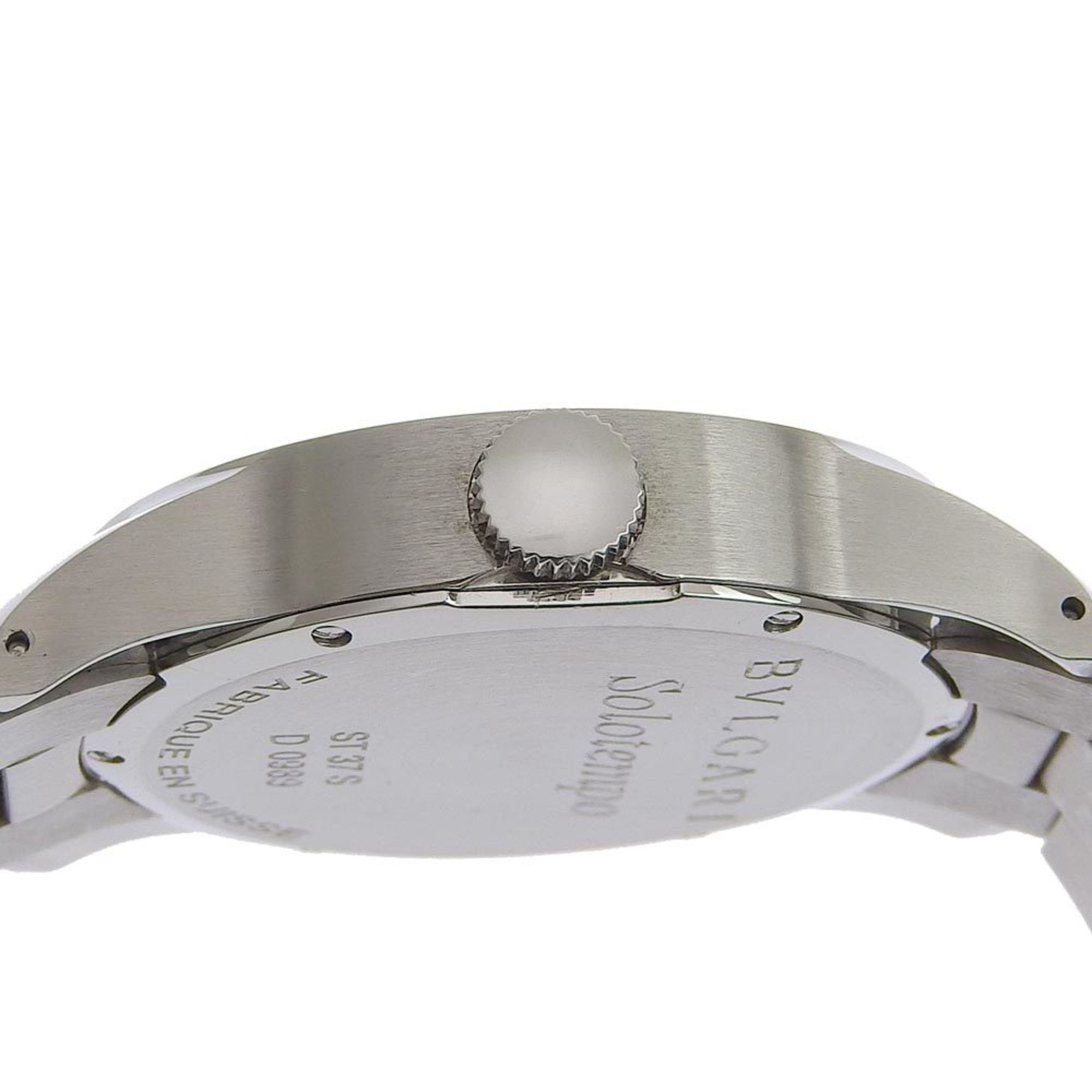 Bvlgari Solotempo ST37S Stainless Steel Silver Quartz Analog Display Men's Black Dial Watch