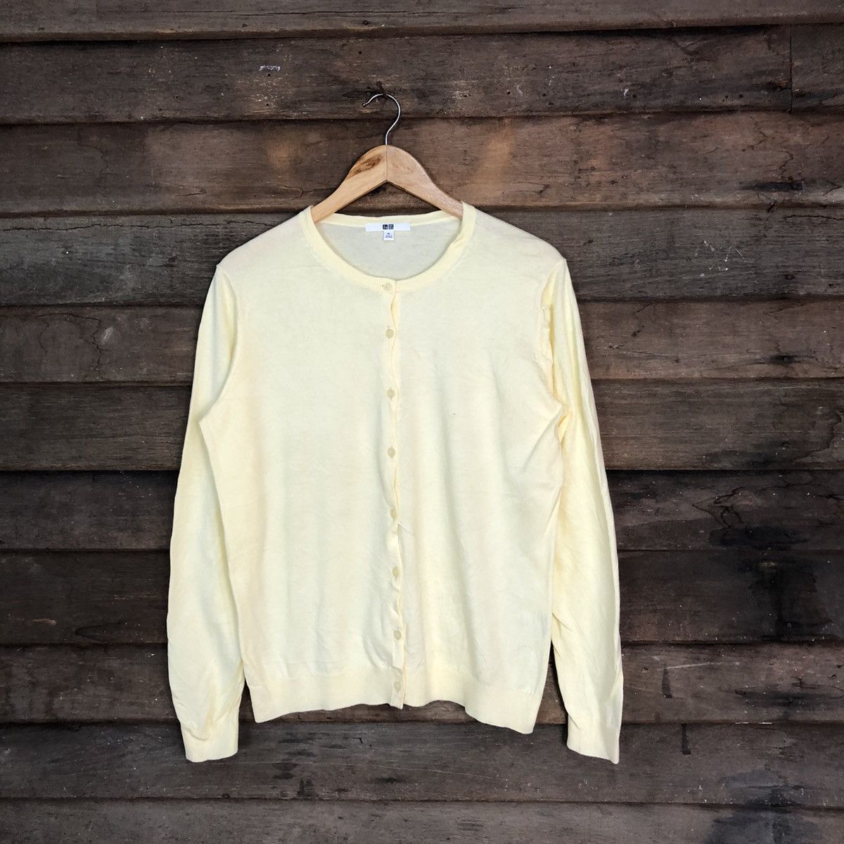 Homespun Knitwear Uniqlo Yellow Patterned Cardigans Knitwear #7301 Size L / US 10 / IT 46 - 1 Thumbnail
