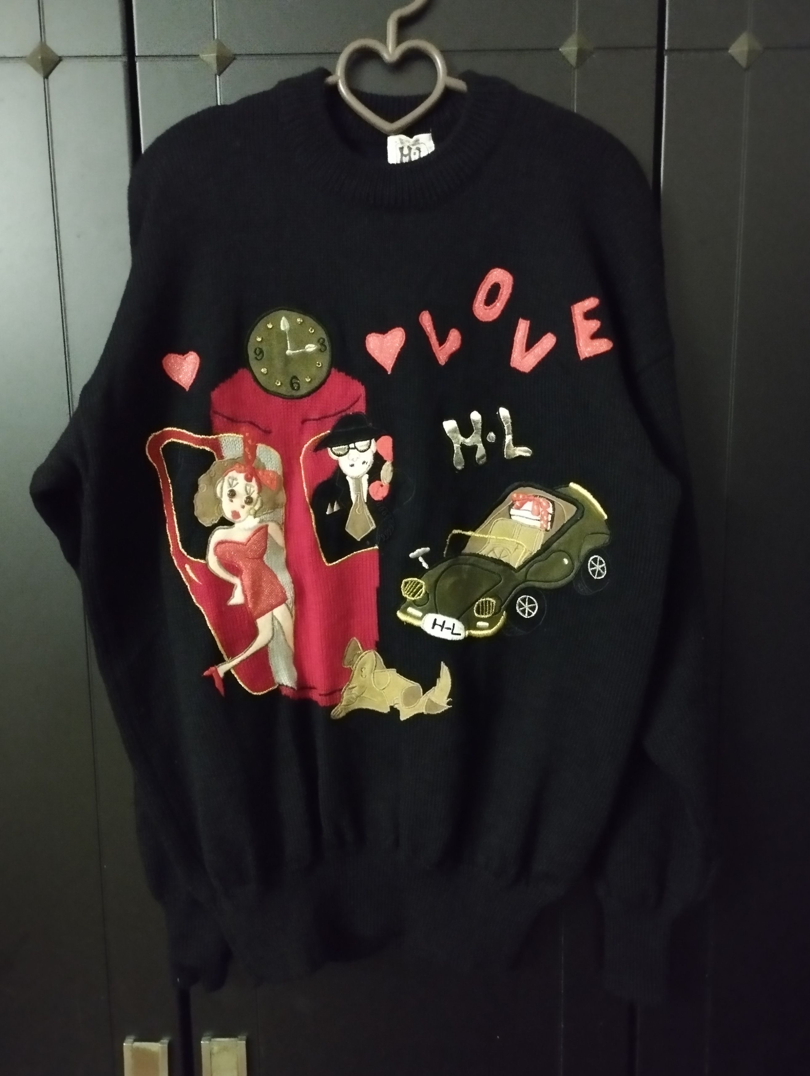 image of Coloured Cable Knit Sweater x Vintage Wool Henri Luc Chapius Knitwear 21X26.5 Inches (Size Large)