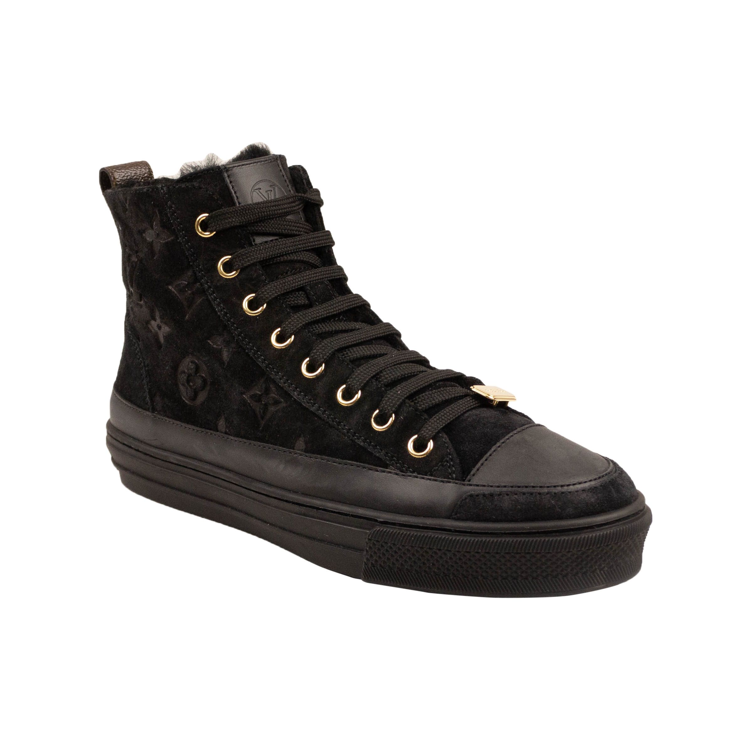 LOUIS VUITTON Monogram Stellar Sneaker Boots 36 Black 534334