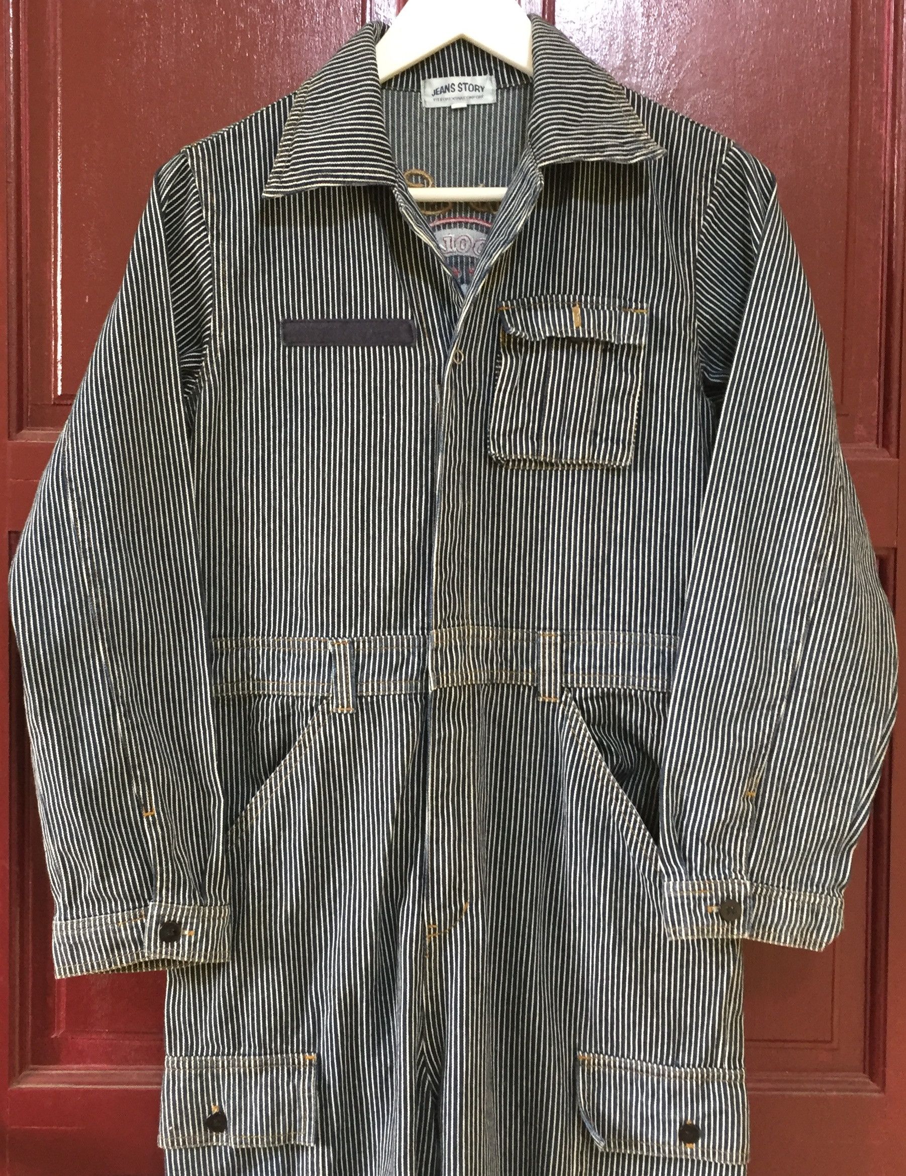 Japanese Brand Z244 VTG JAPAN HICKORY STRIPE WORKWEAR COVERALL Size US 29 - 4 Thumbnail
