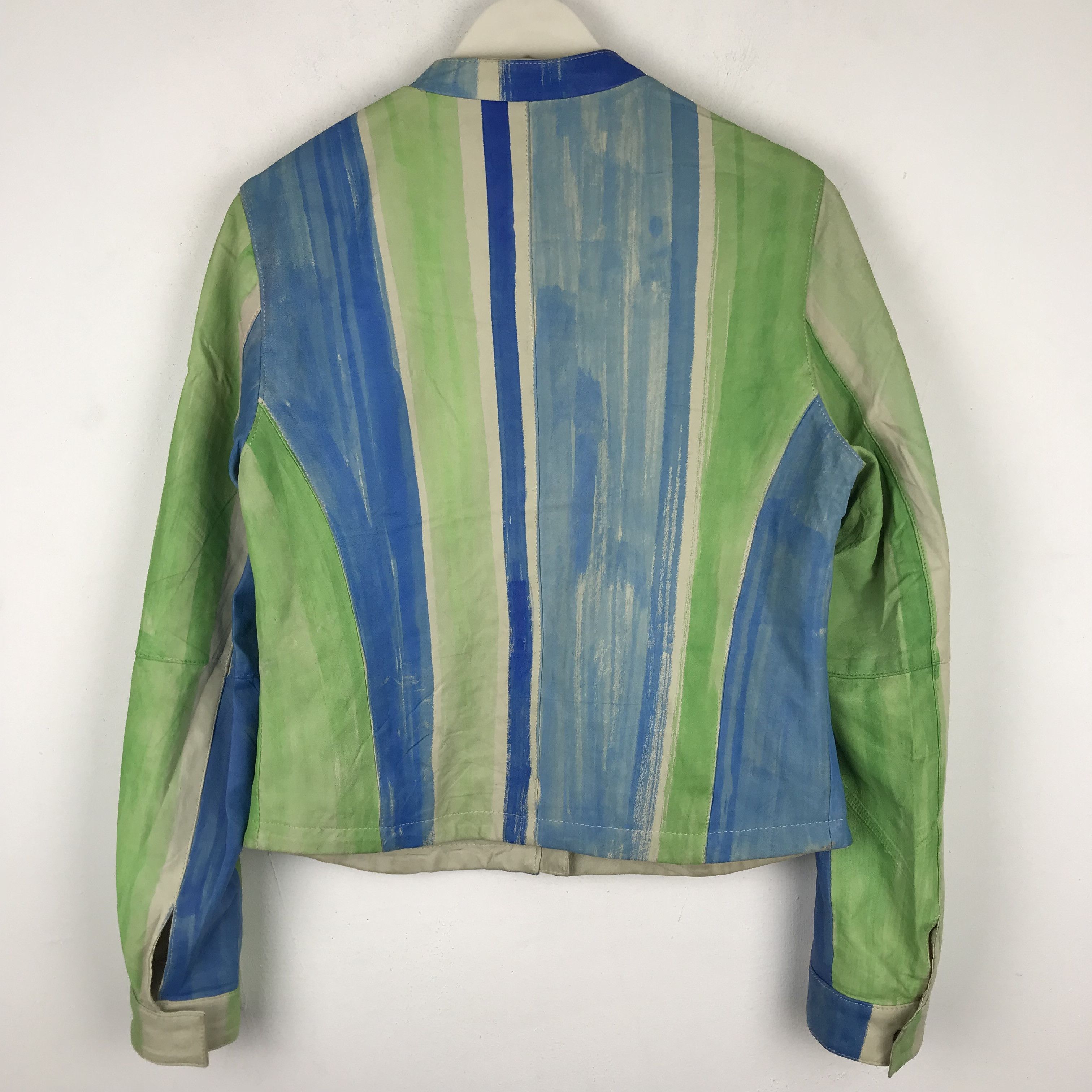 Japanese Brand Z249 SOMINEMI PAINTED SASHIKO STICH LEATHER JACKET Size M / US 6-8 / IT 42-44 - 6 Thumbnail