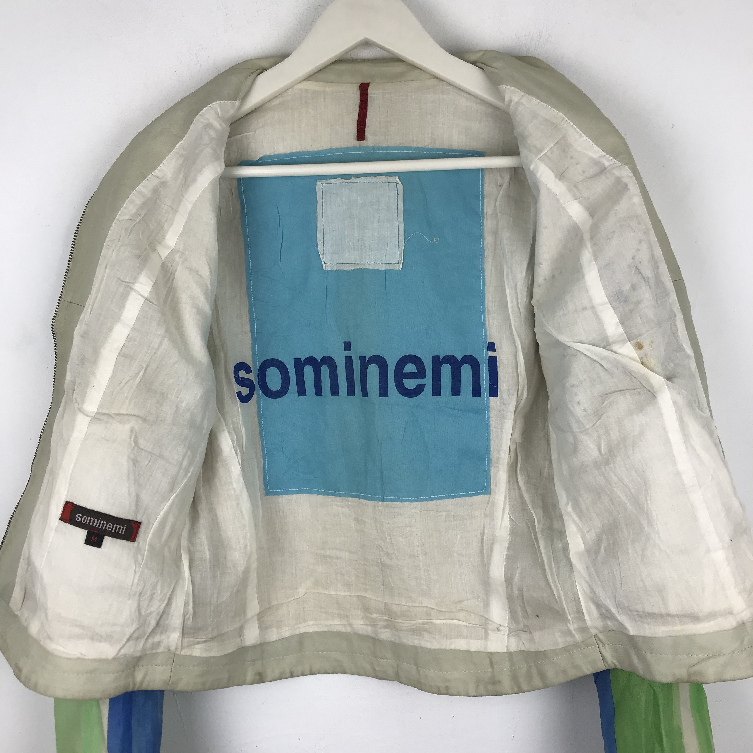 Japanese Brand Z249 SOMINEMI PAINTED SASHIKO STICH LEATHER JACKET Size M / US 6-8 / IT 42-44 - 4 Thumbnail