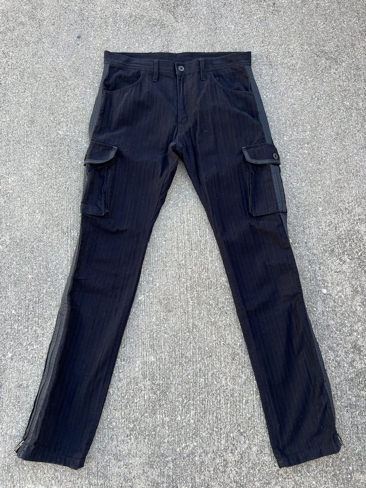 Vintage Rupert Difference Japan Side Tape Stripe Black Cargo Trouser Size US 31 - 1 Thumbnail