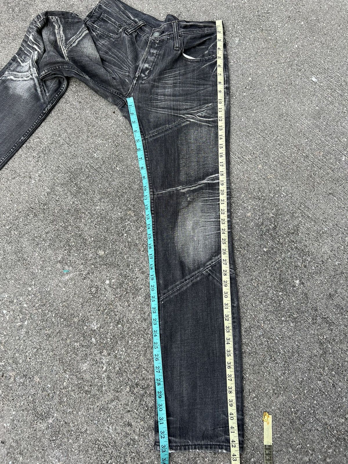 Designer Vintage EDGE X RUPERT Japan Fade Black Patchwork Denim Jeans Size US 31 - 4 Thumbnail