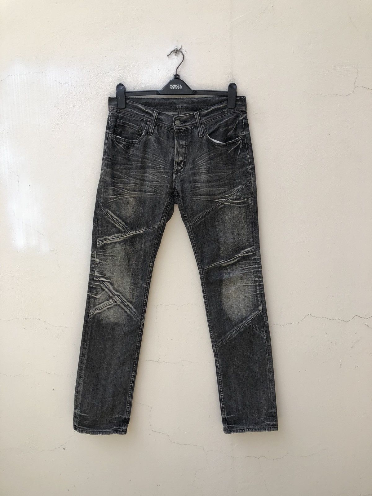 Designer Vintage EDGE X RUPERT Japan Fade Black Patchwork Denim Jeans Size US 31 - 6 Thumbnail