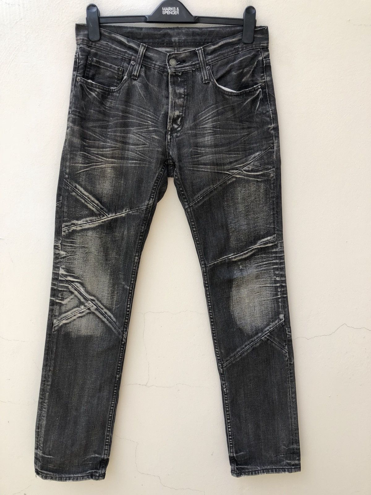Designer Vintage EDGE X RUPERT Japan Fade Black Patchwork Denim Jeans Size US 31 - 7 Thumbnail