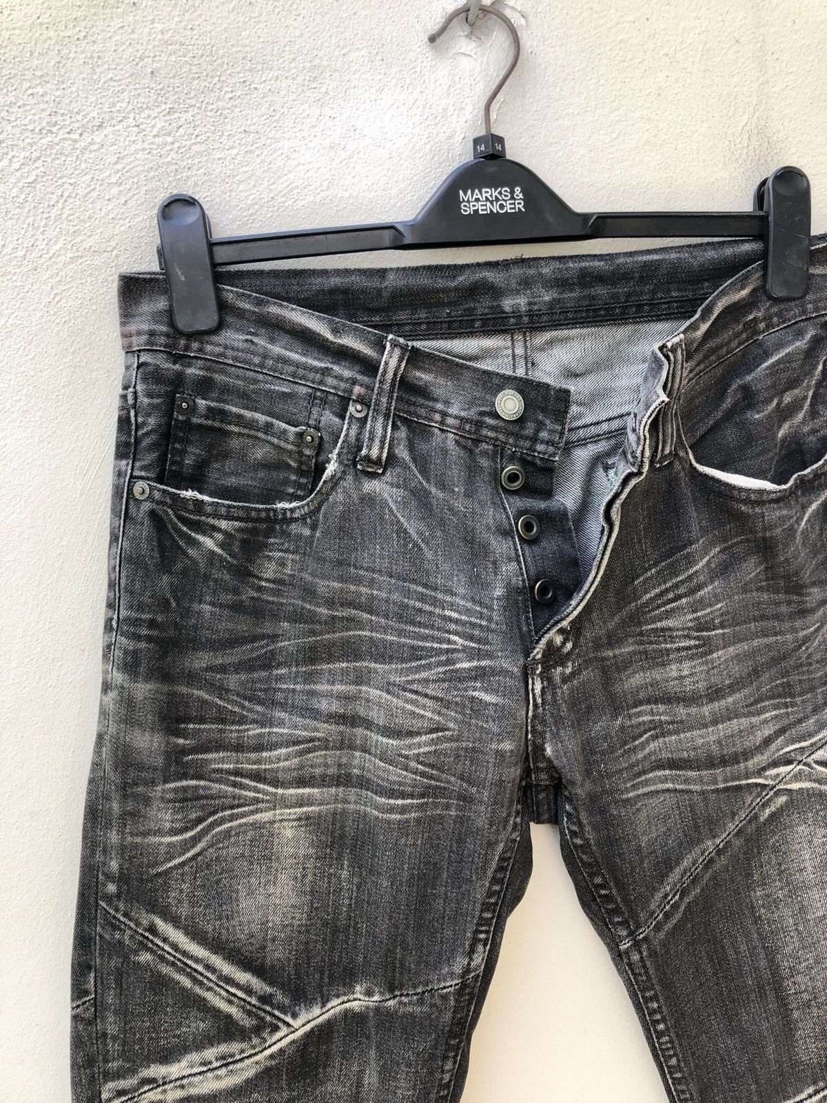 Designer Vintage EDGE X RUPERT Japan Fade Black Patchwork Denim Jeans Size US 31 - 10 Thumbnail