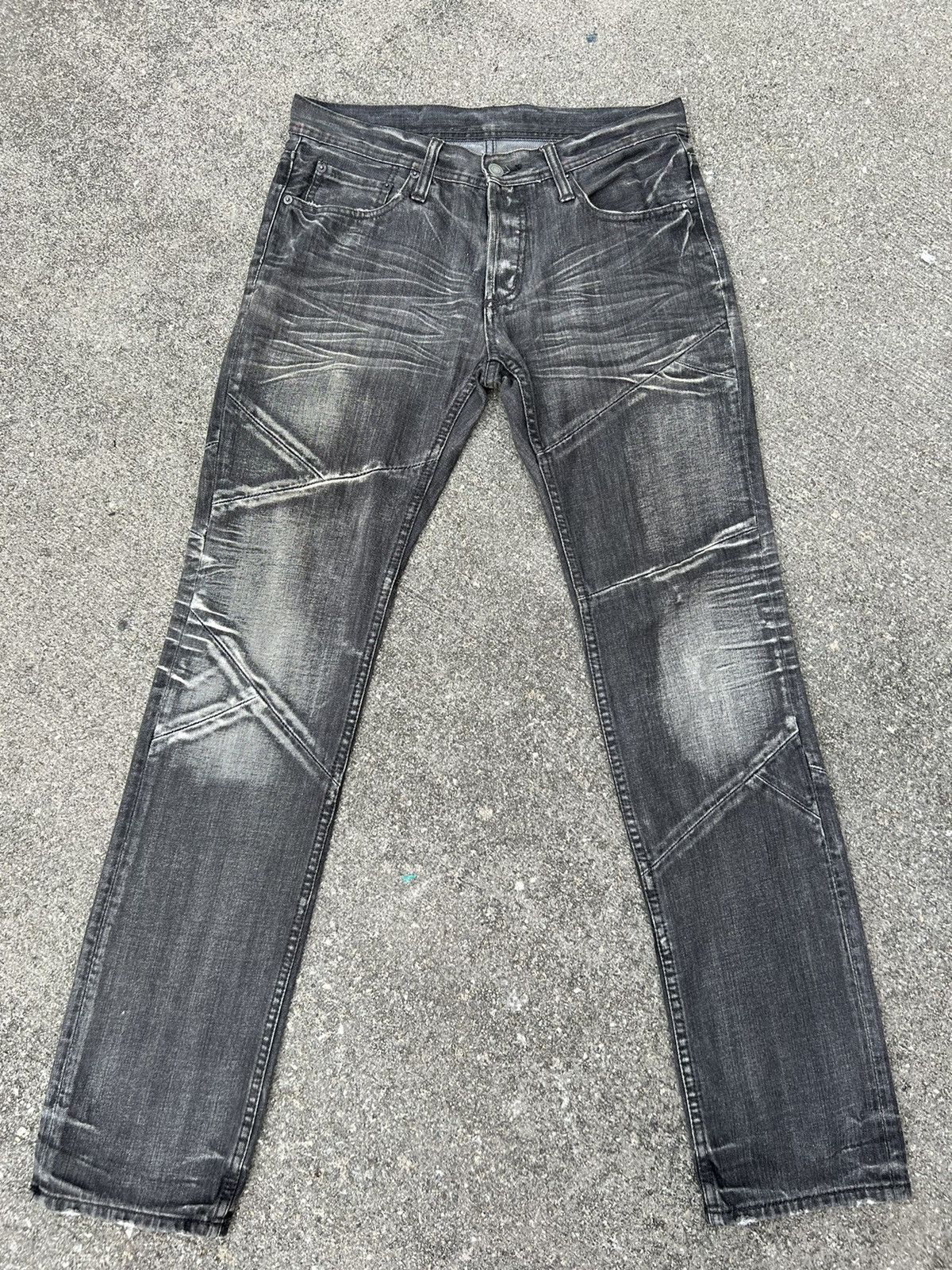 Designer Vintage EDGE X RUPERT Japan Fade Black Patchwork Denim Jeans Size US 31 - 1 Thumbnail