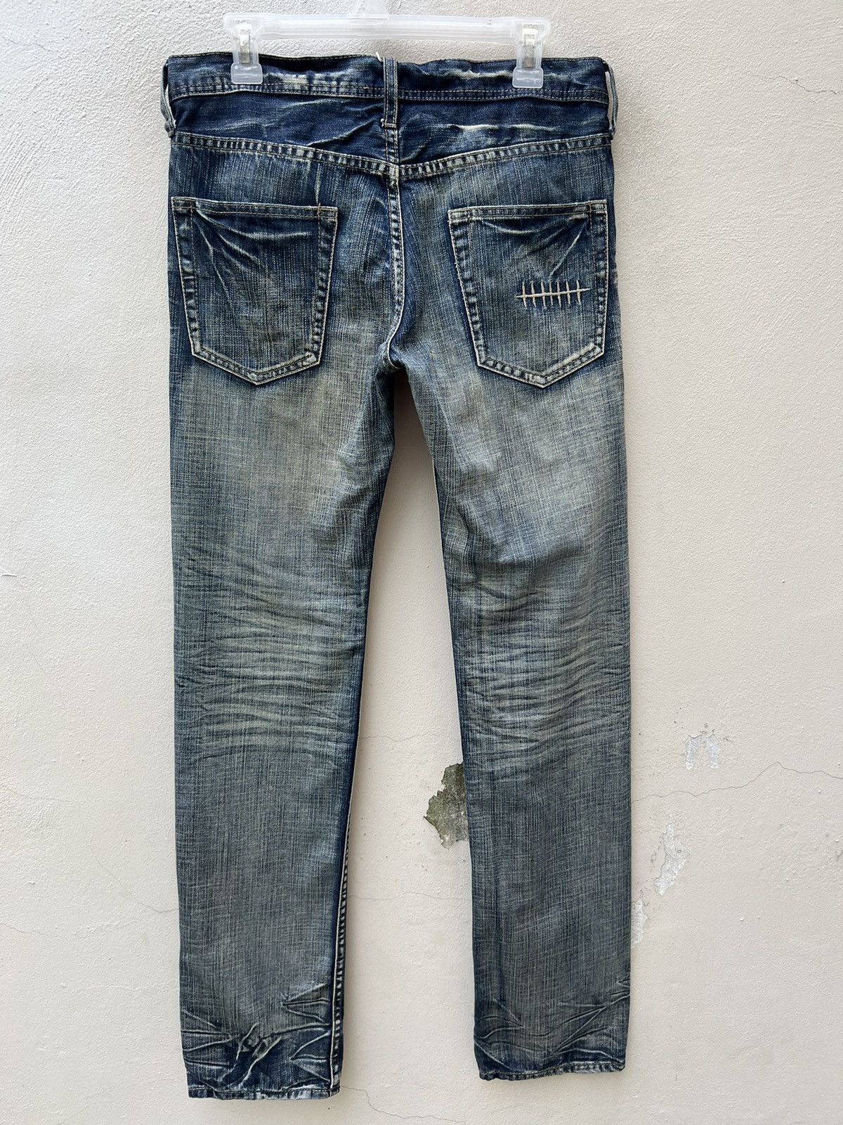 Vintage Japan Brand Rupert Edge Rips Patchwork Distressed Slim Jeans Size US 31 - 13 Thumbnail