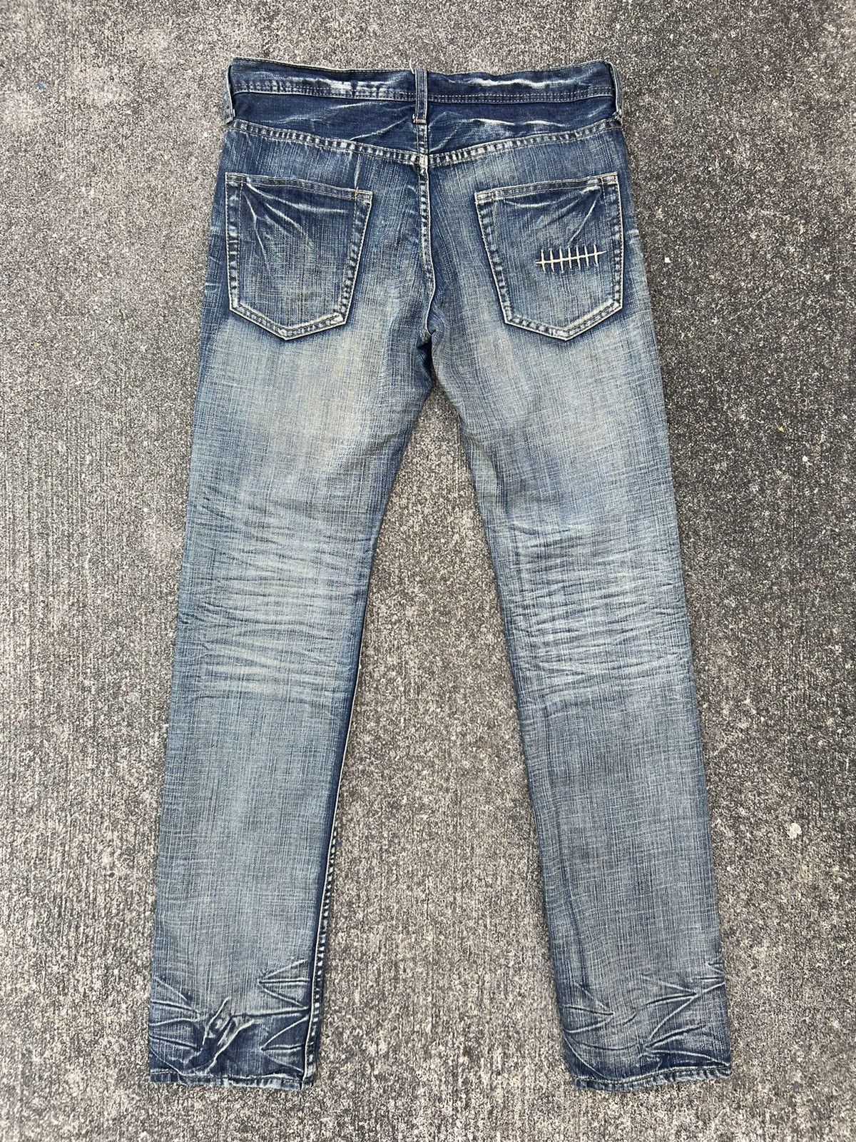 Vintage Japan Brand Rupert Edge Rips Patchwork Distressed Slim Jeans Size US 31 - 5 Thumbnail