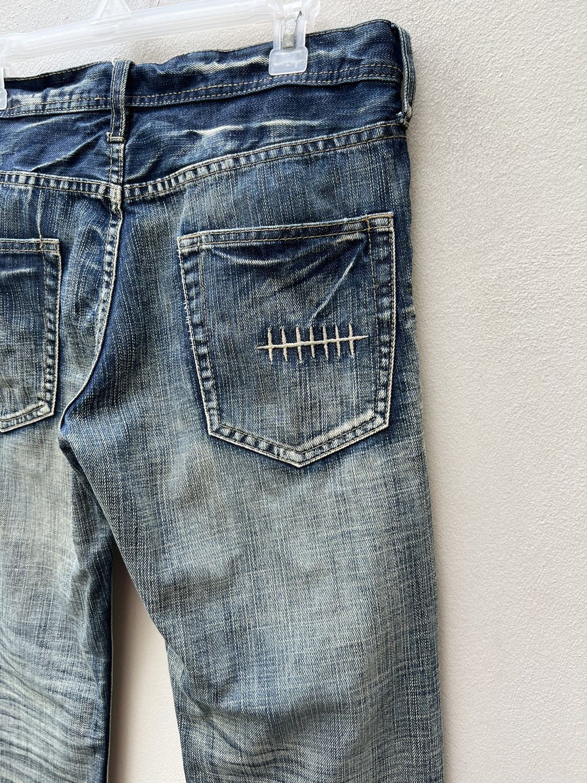Vintage Japan Brand Rupert Edge Rips Patchwork Distressed Slim Jeans Size US 31 - 16 Thumbnail