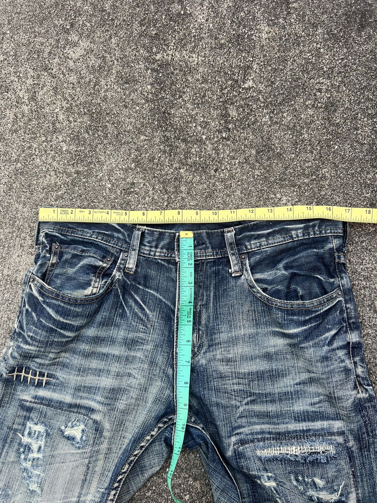 Vintage Japan Brand Rupert Edge Rips Patchwork Distressed Slim Jeans Size US 31 - 2 Thumbnail