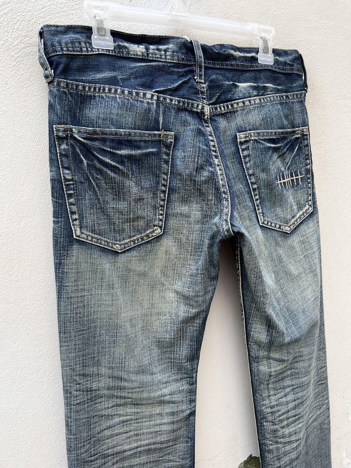 Vintage Japan Brand Rupert Edge Rips Patchwork Distressed Slim Jeans Size US 31 - 14 Thumbnail
