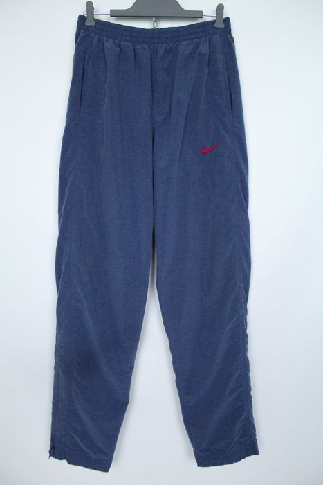Nike Nike Vintage 90s Y2K Big Swoosh Logo Navy Nylon Track Pants
