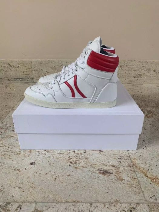 Mid Lace Up Sneaker in Red & White