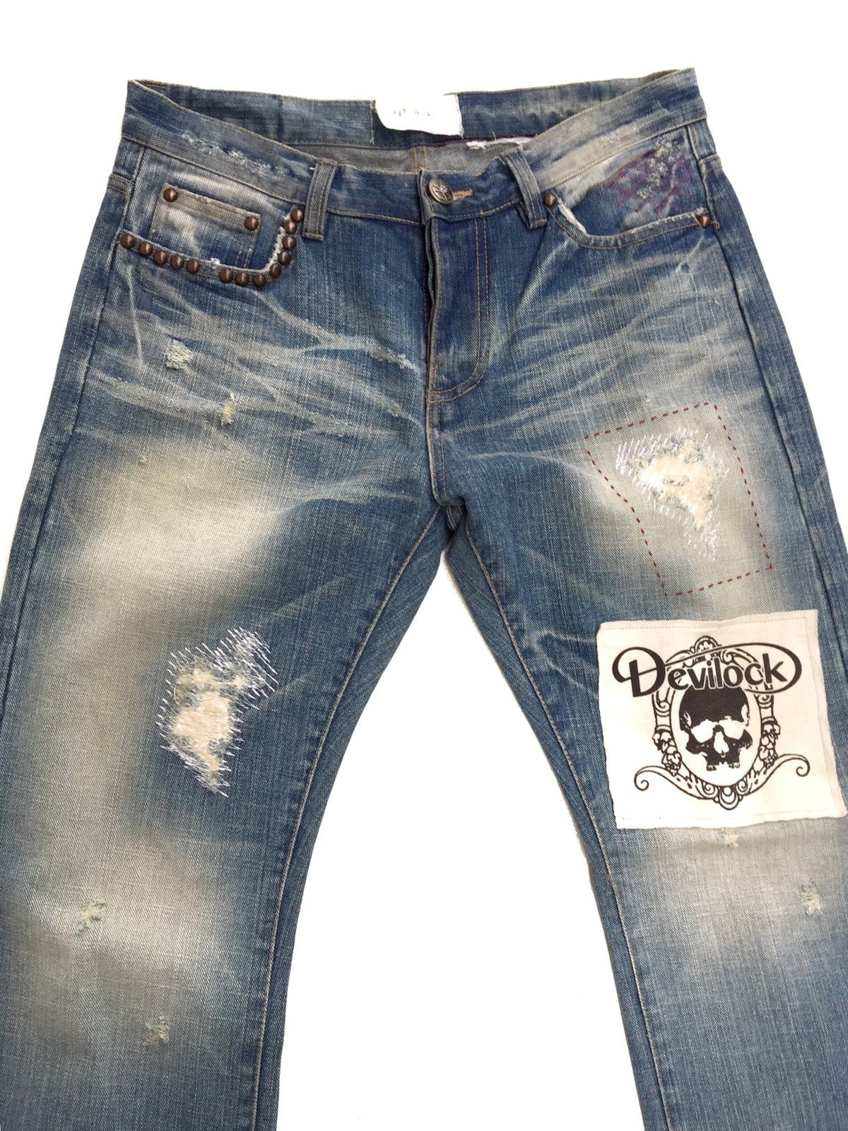 Devilock × Hysteric Glamour Devilock Distressed Destroy Ripped Jeans Nirvana Grunge Size US 32 / EU 48 - 4 Thumbnail