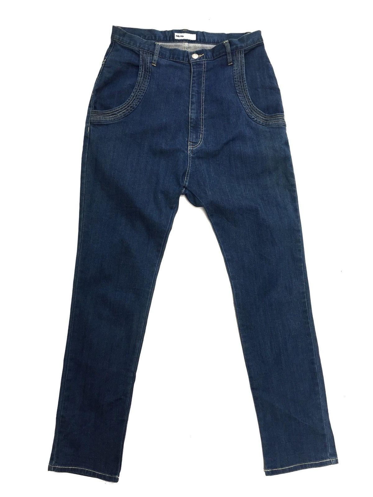 image of Archive! Issey Miyake Ne-Net Low Rise 4 Stitches Logo Denim, Men's (Size 26)