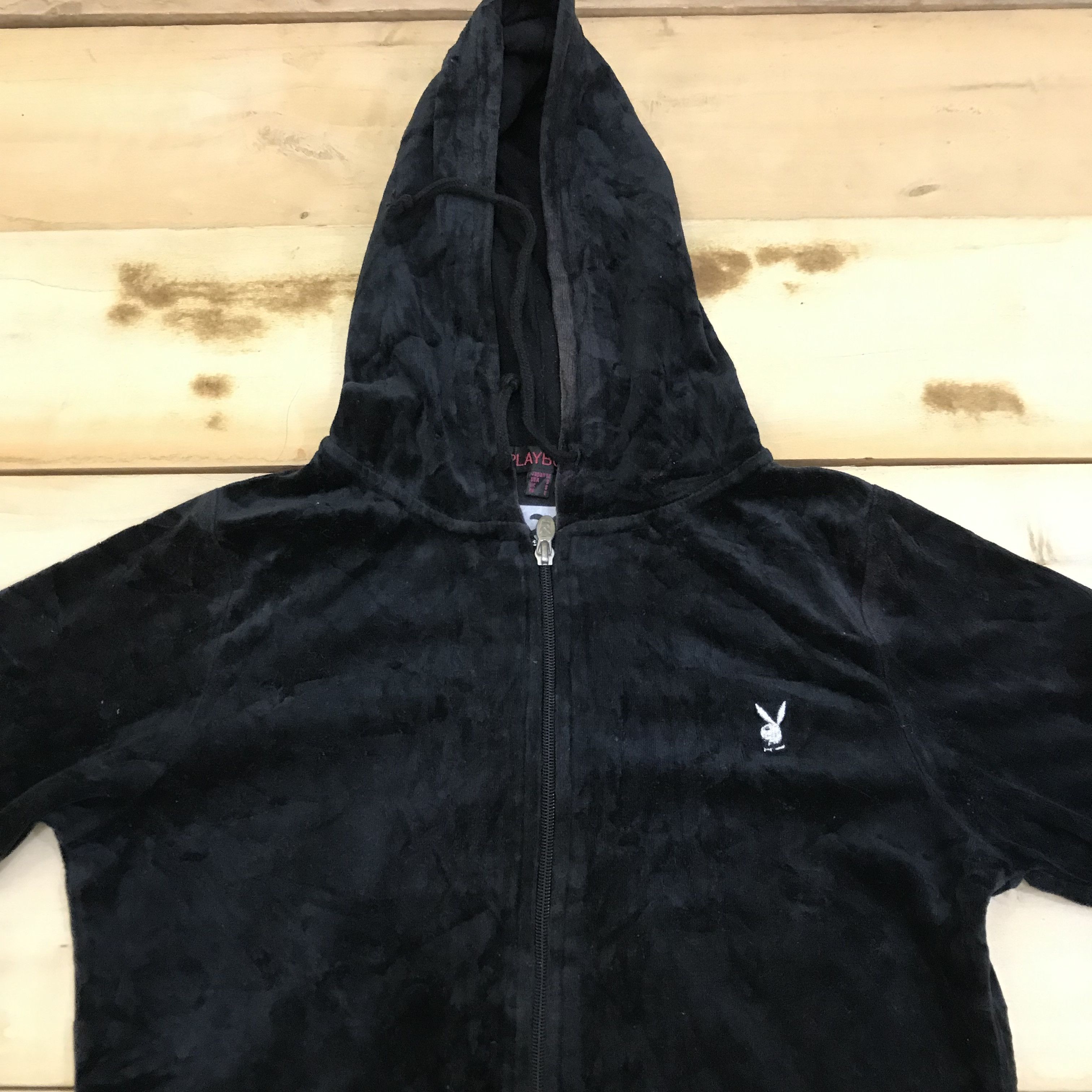 Playboy Z293 VTG PLAYBOY VELVET HOODIE JACKET Size S / US 4 / IT 40 - 3 Thumbnail