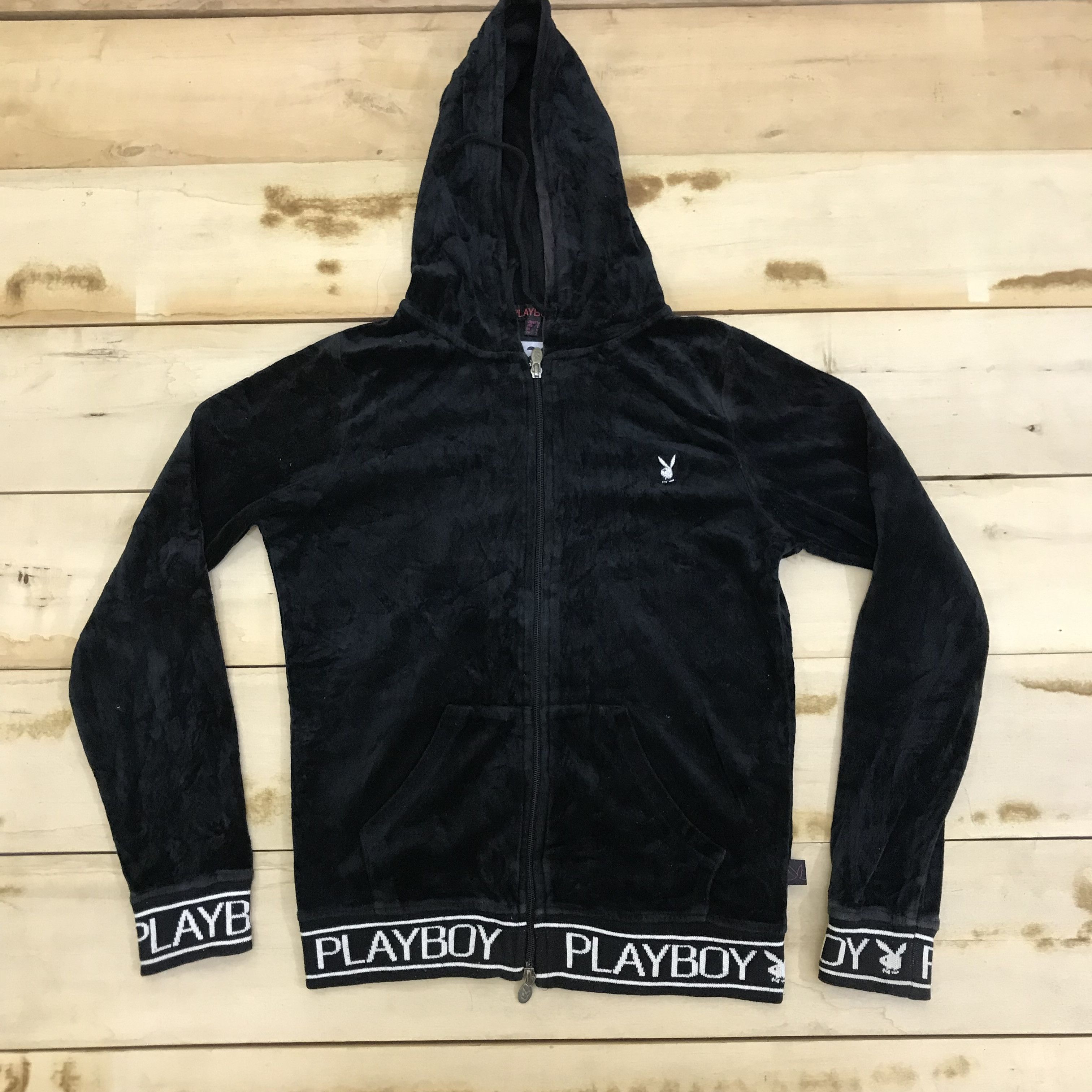 Playboy Z293 VTG PLAYBOY VELVET HOODIE JACKET Size S / US 4 / IT 40 - 1 Thumbnail