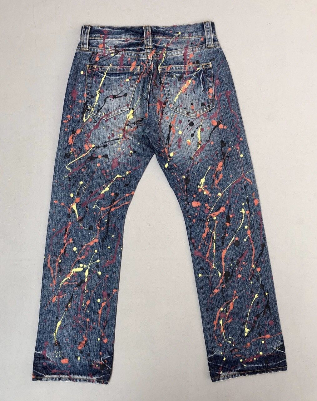 Japanese Brand Co & Lu Colourful Paint Splash Denim Pants Size US 29 - 7 Thumbnail