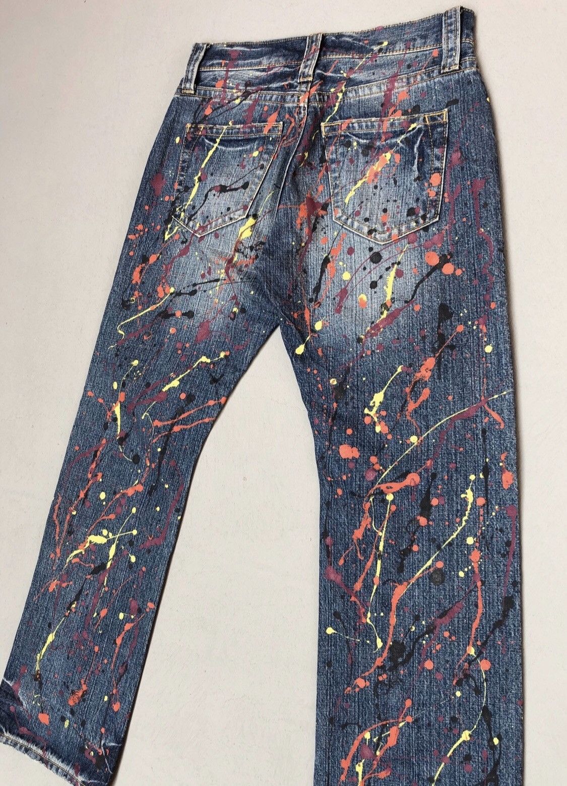 Japanese Brand Co & Lu Colourful Paint Splash Denim Pants Size US 29 - 10 Thumbnail