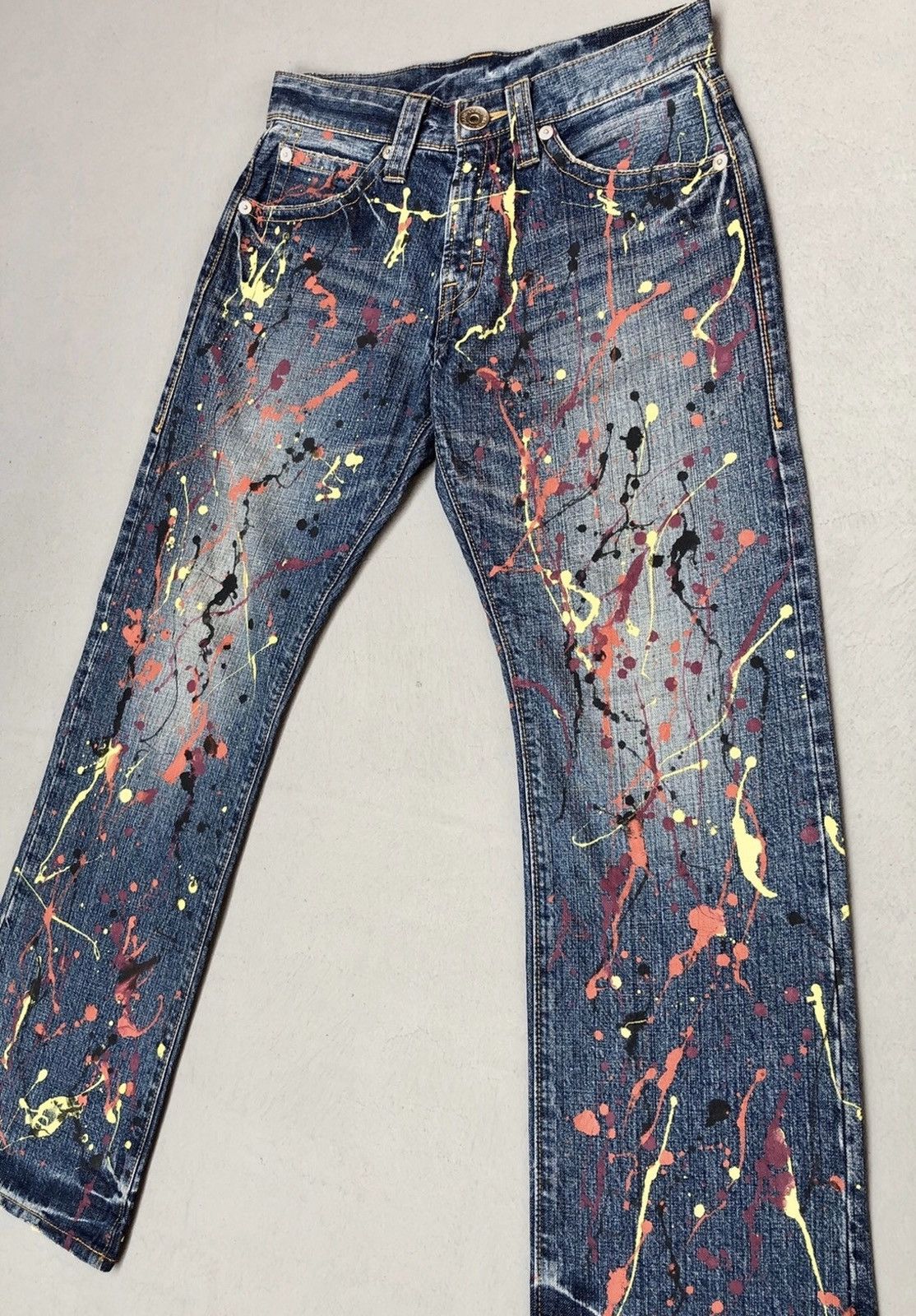 Japanese Brand Co & Lu Colourful Paint Splash Denim Pants Size US 29 - 4 Thumbnail