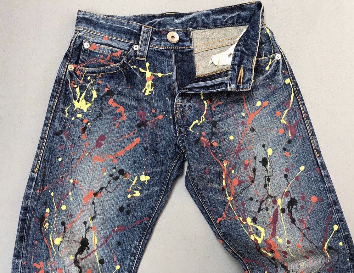 Japanese Brand Co & Lu Colourful Paint Splash Denim Pants Size US 29 - 6 Thumbnail