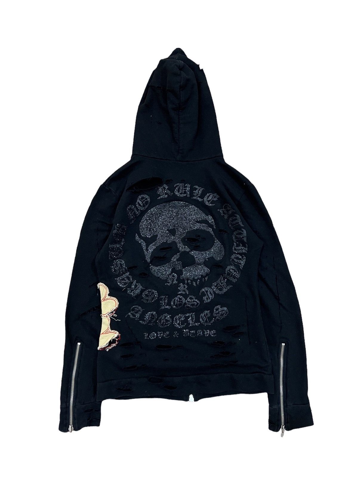 image of Grasum Ripped Seditionaries Hoodie Sweater in Black, Men's (Size XS)