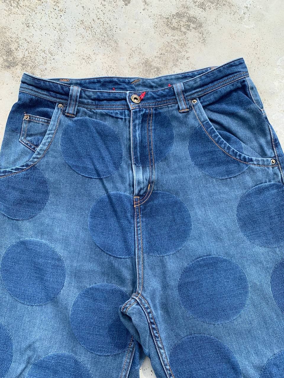 Japanese Brand Vintage Polka Dot Patched Cropped Denim Pants Size US 30 / EU 46 - 3 Thumbnail