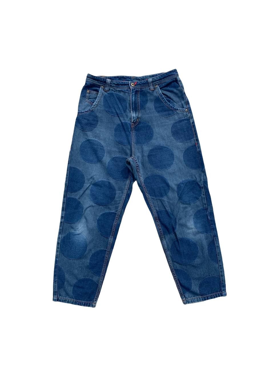 Pre-owned Vintage Polka Dot Patched Cropped Denim Pants