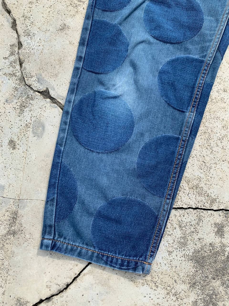 Japanese Brand Vintage Polka Dot Patched Cropped Denim Pants Size US 30 / EU 46 - 6 Thumbnail