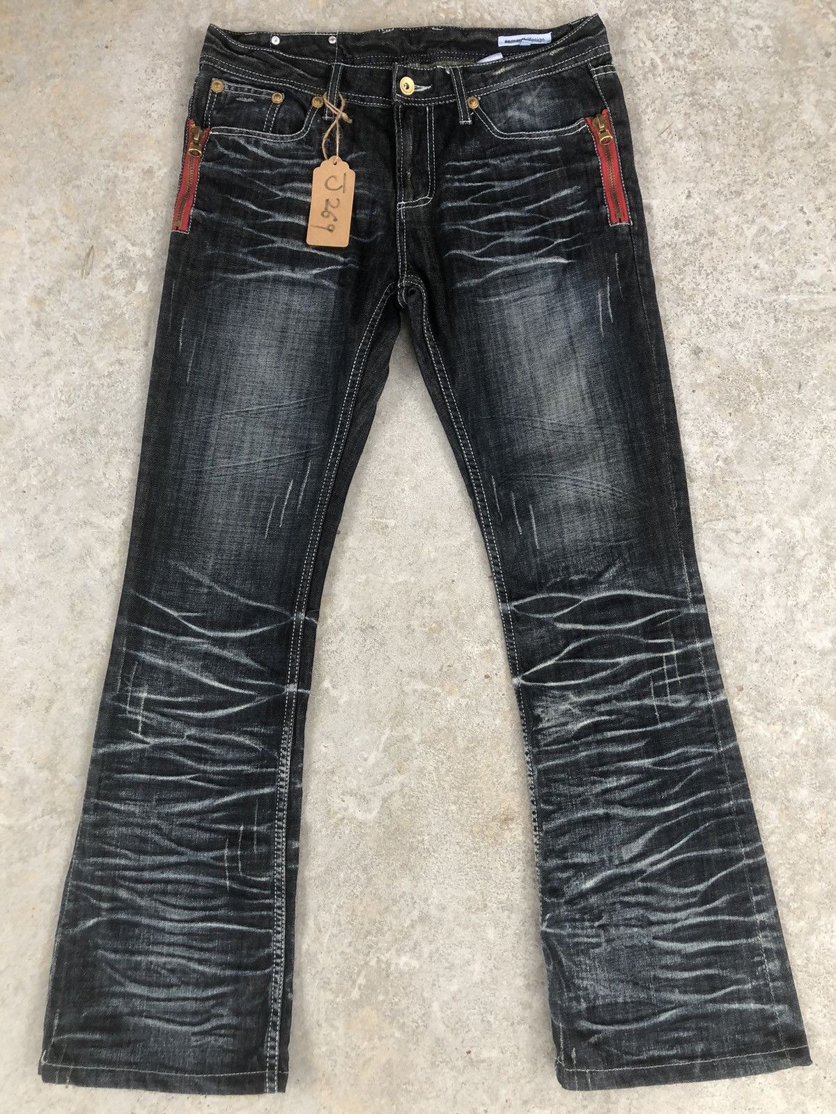 semanticdesign Semantic Design Punk Style Flared Jeans Distressed Jeans Size US 34 / EU 50 - 1 Thumbnail