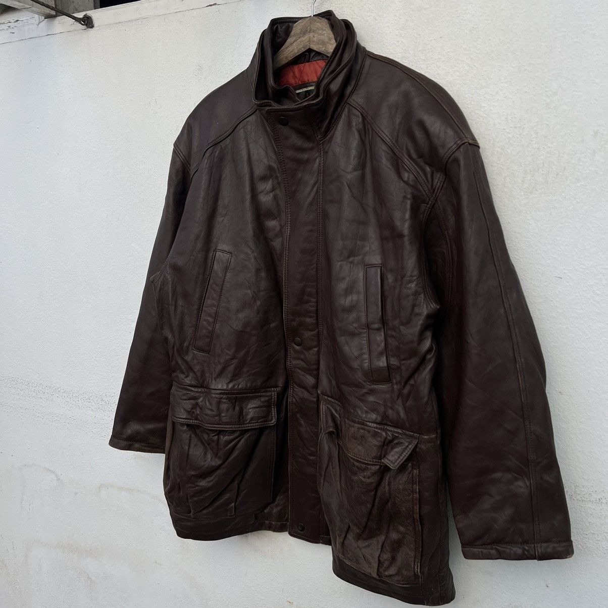 Japanese Brand VINTAGE CARGO MULTI POCKET LEATHER JACKET VALLEMOSSO Size US M / EU 48-50 / 2 - 2 Thumbnail