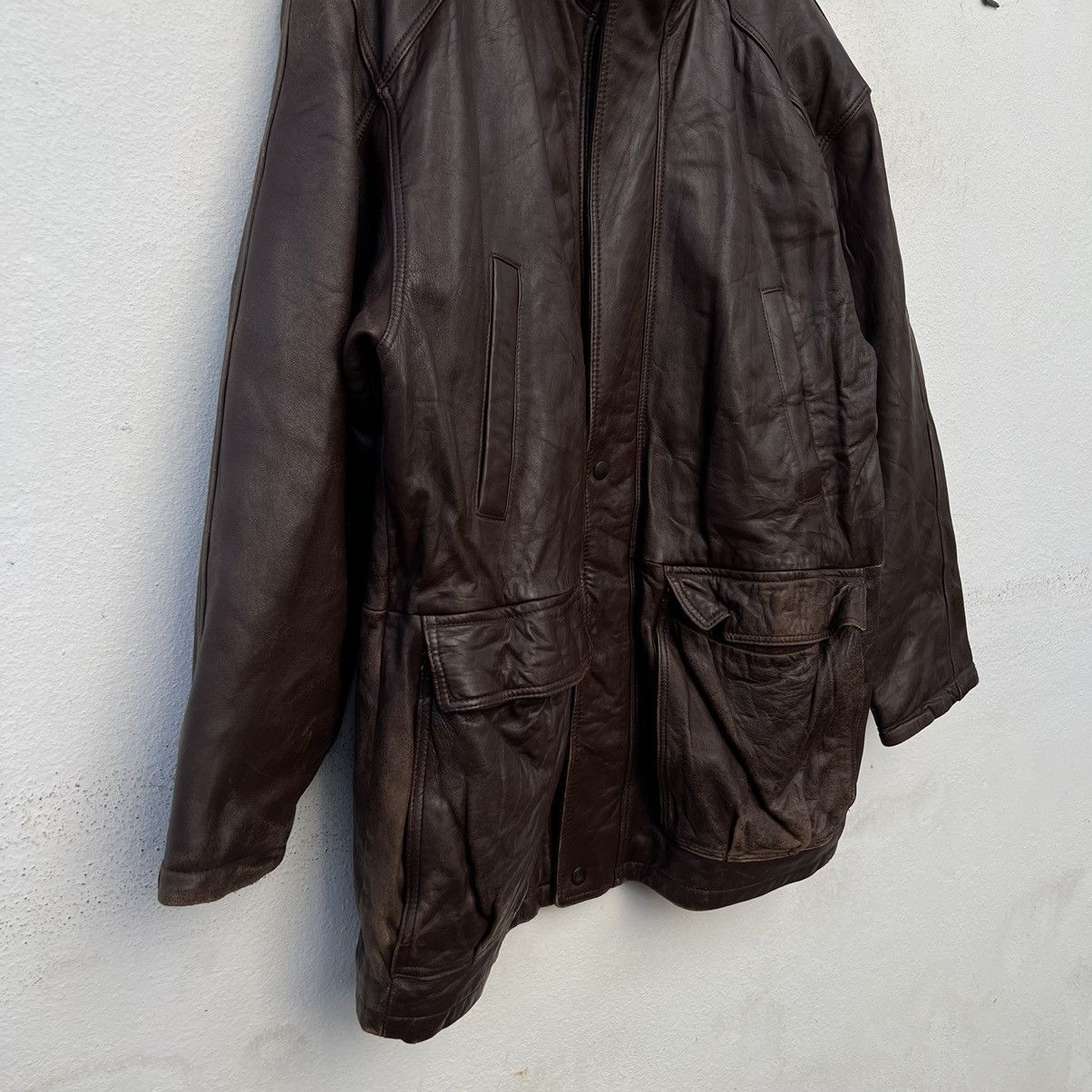 Japanese Brand VINTAGE CARGO MULTI POCKET LEATHER JACKET VALLEMOSSO Size US M / EU 48-50 / 2 - 4 Thumbnail
