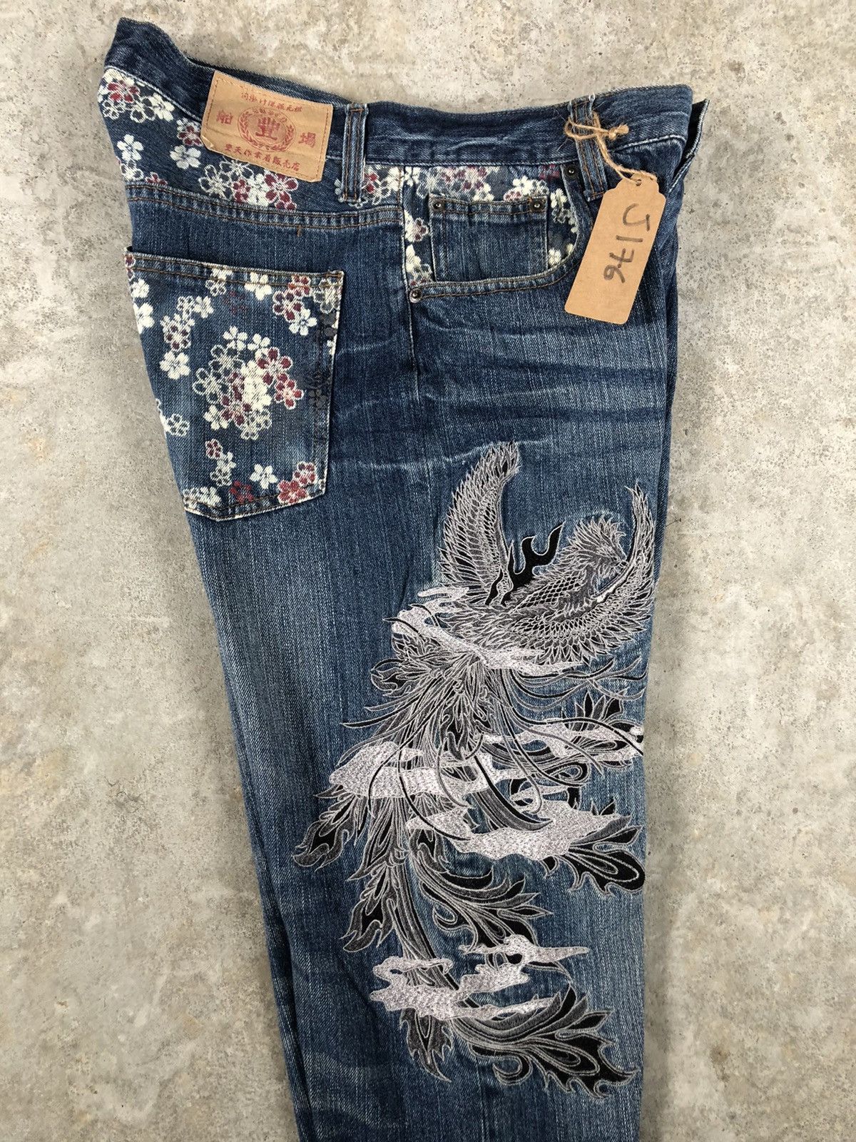 Japanese Brand Japanese Ruden Dragon Embroidered Jeans Distressed Jeans Size US 31 - 15 Thumbnail