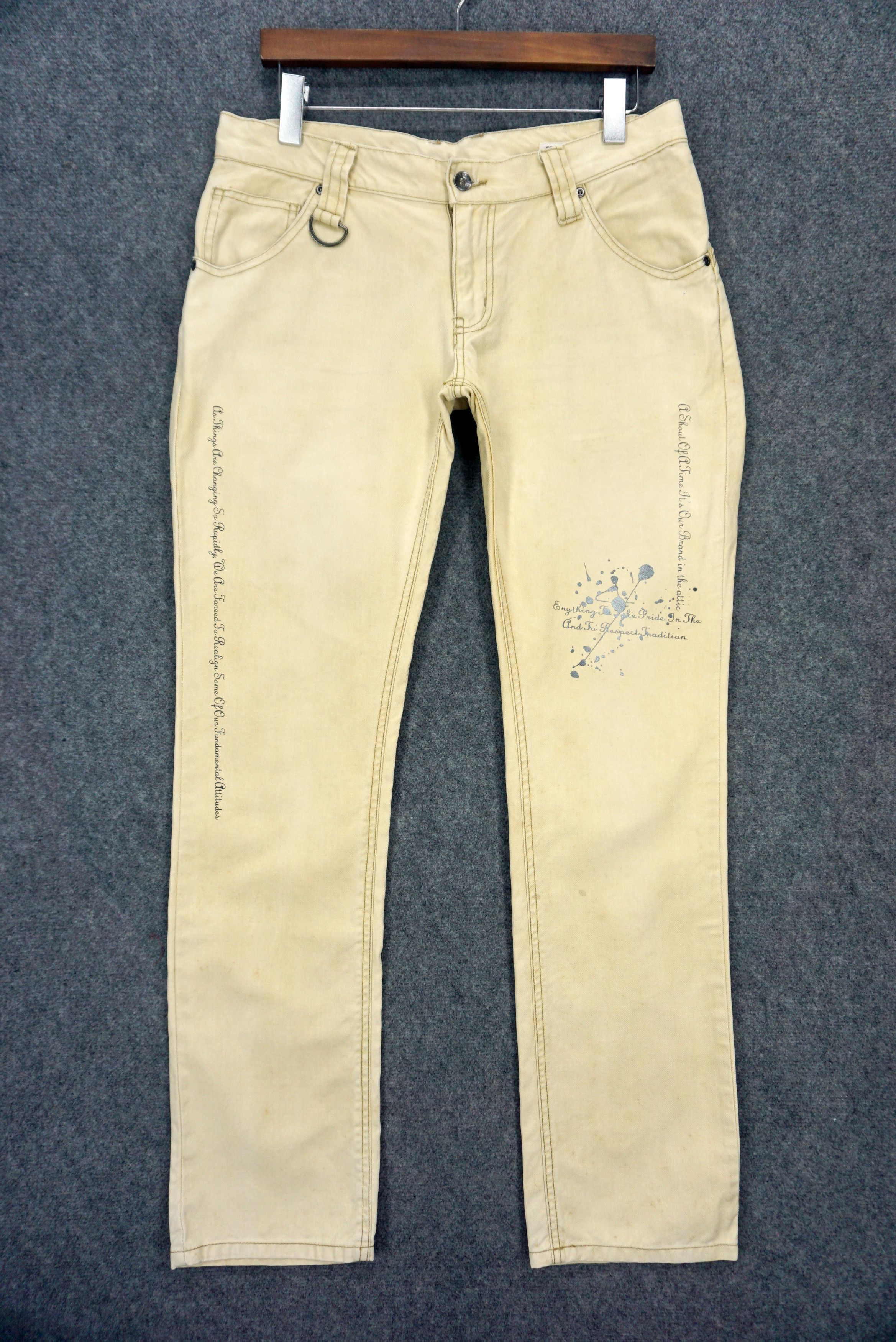 image of Rockers Low Rise Workwear Semantic Design Dungarees Buckle Back in Beige, Men's (Size 33)