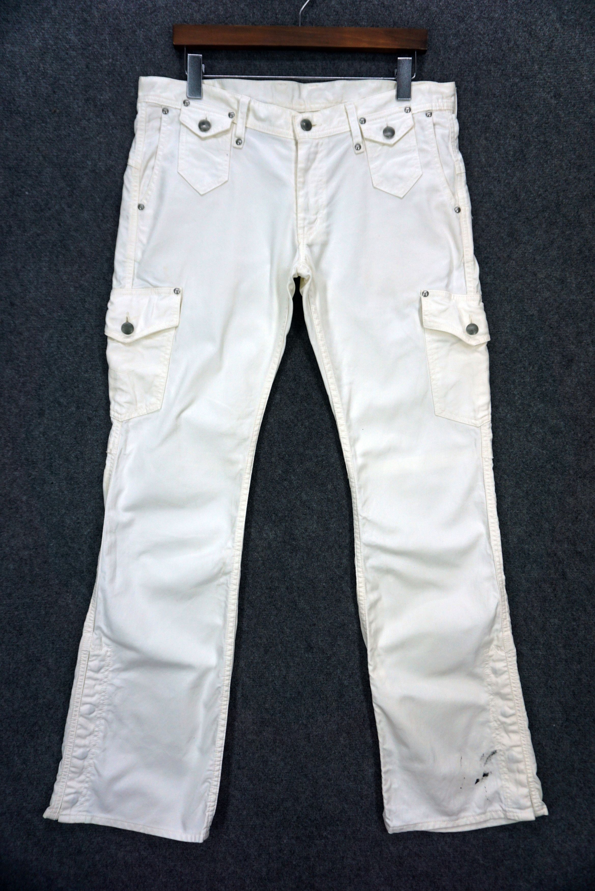 image of Rockers Bootcut Cargo Gogmagog Low Rise Flare Dungarees Tactical in White, Men's (Size 35)