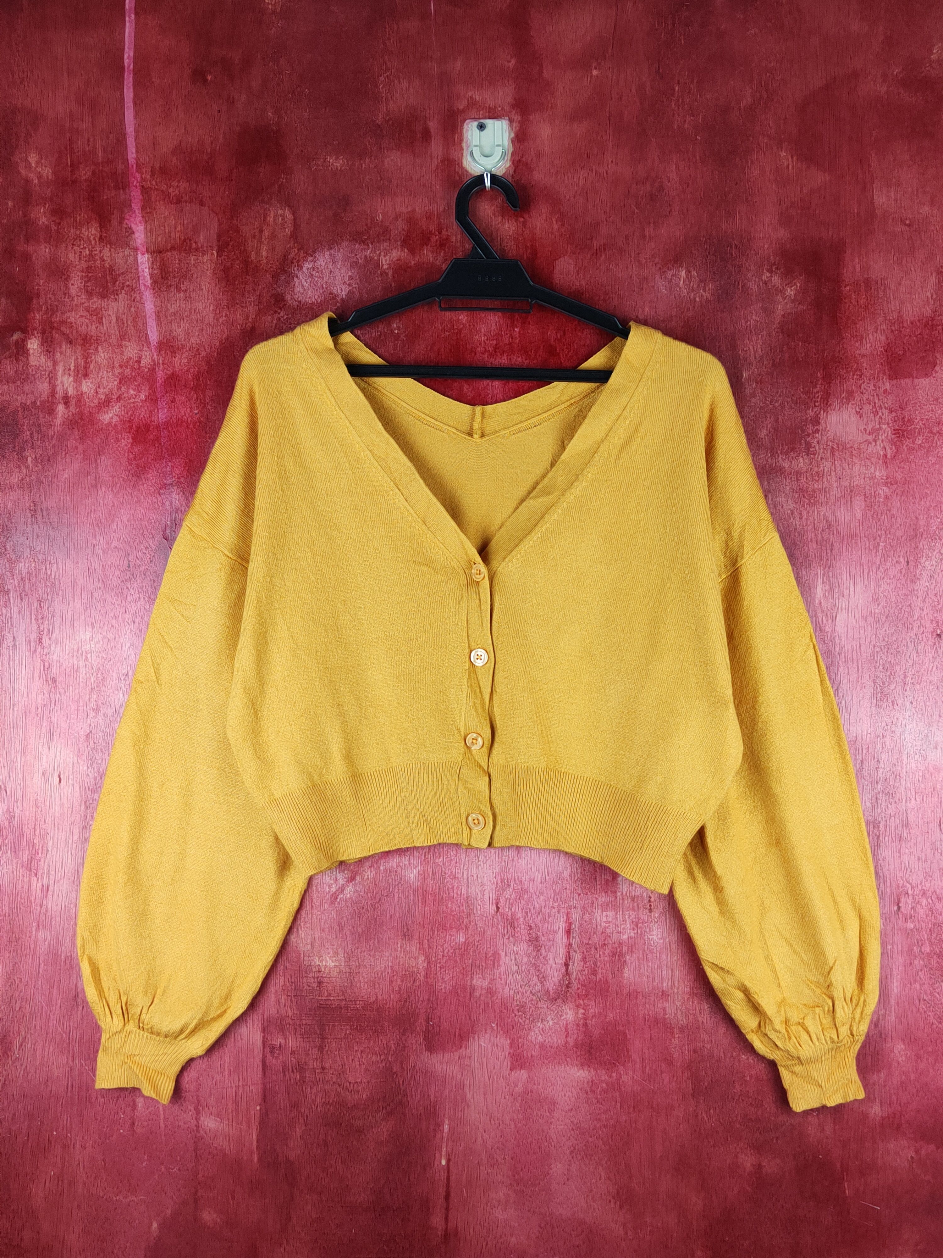 LOWRYS FARM Lowrys Farm Mustard Knitwear Crop Tops Cardigan #S1179 Size M / US 6-8 / IT 42-44 - 1 Thumbnail