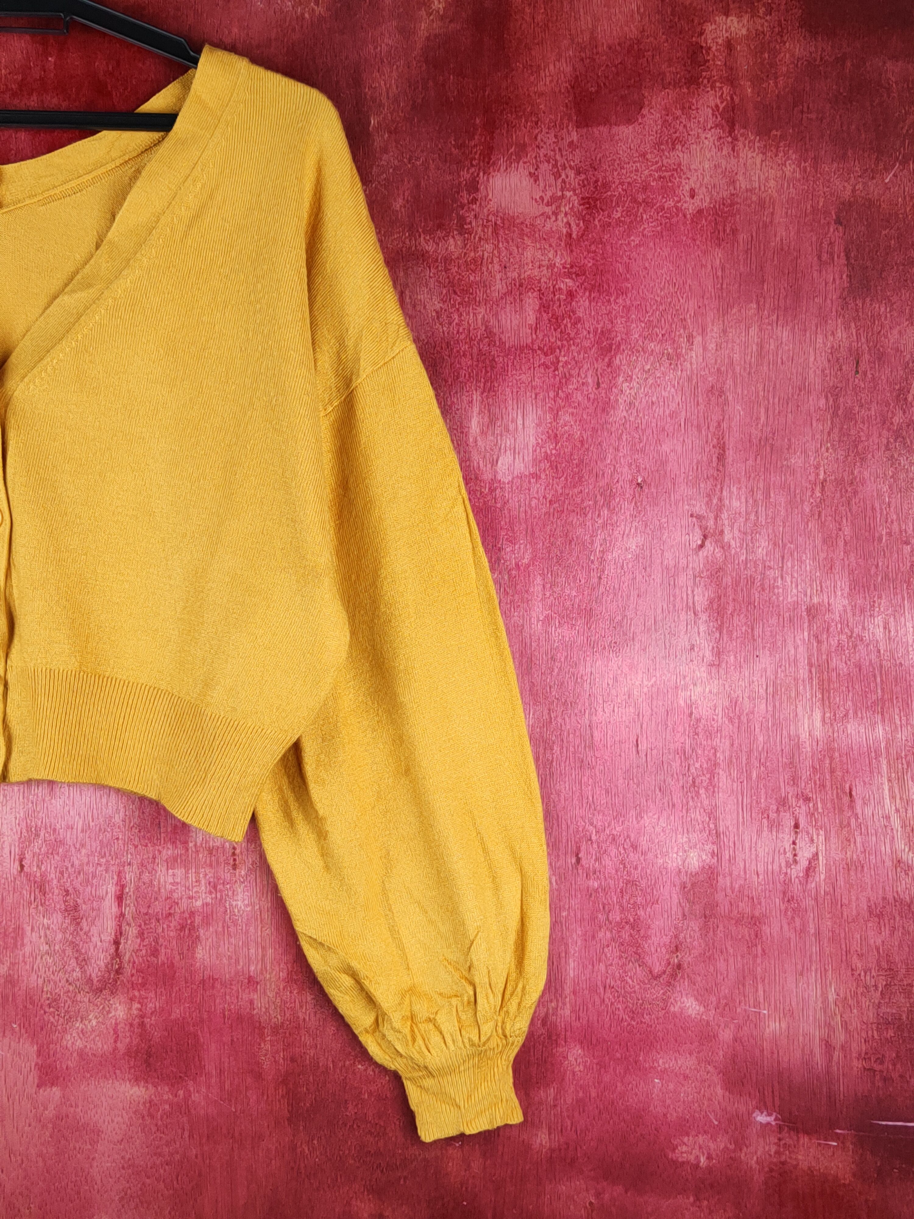 LOWRYS FARM Lowrys Farm Mustard Knitwear Crop Tops Cardigan #S1179 Size M / US 6-8 / IT 42-44 - 5 Thumbnail